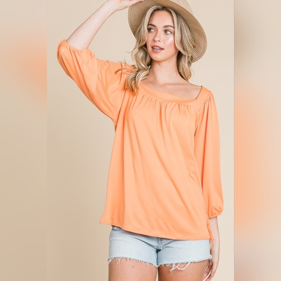 Culture Code Square Neck Puff Sleeve Top - Picture 4 of 5